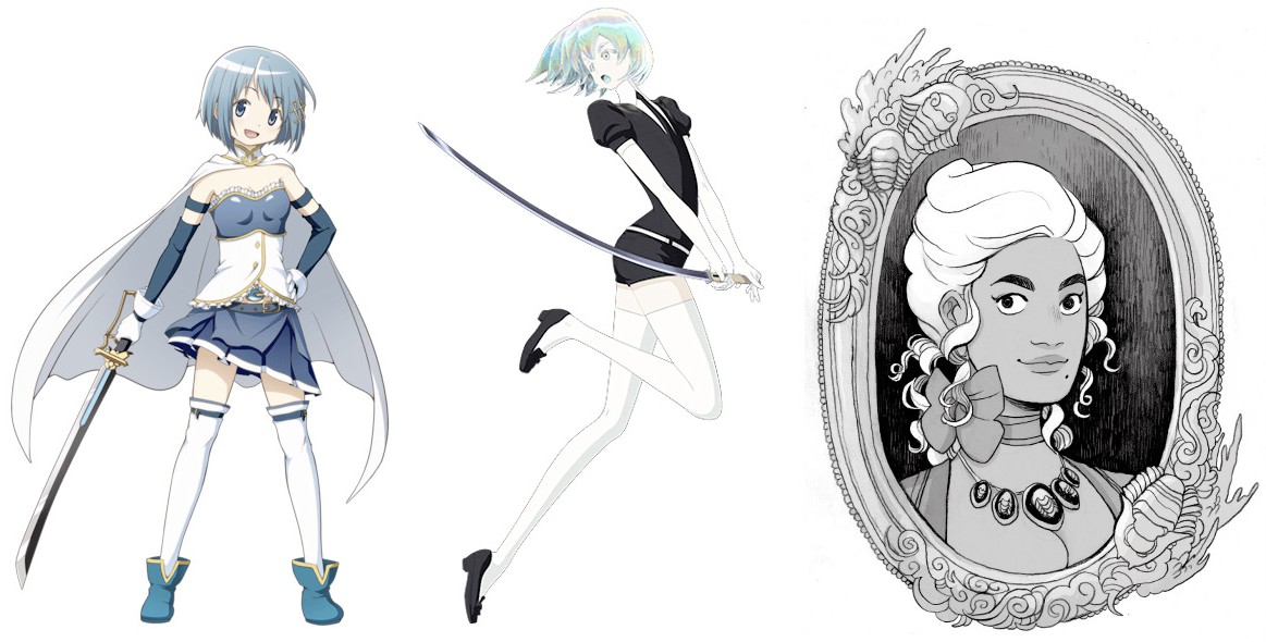 A picture of Sayaka Miki, Diamond, and Ludovica Bonnaire.